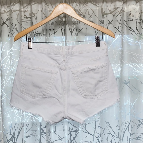 AGOLDE white PARKER high rise waisted frayed edge jean shorts - Picture 2 of 10